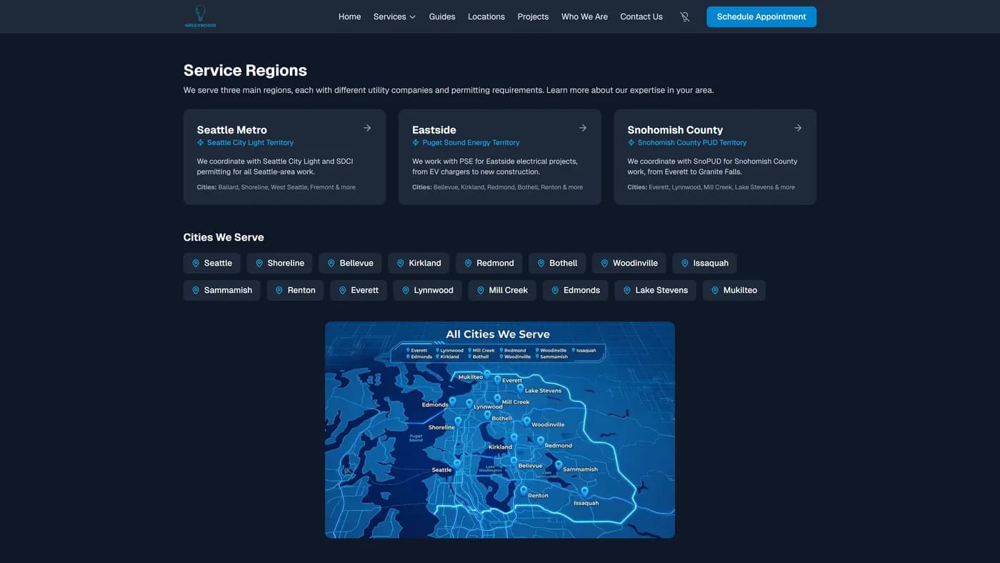 Service area map with location pages