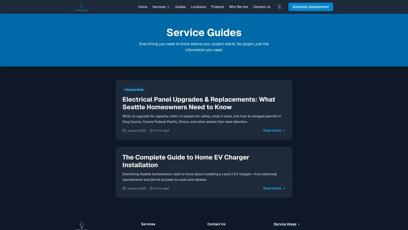 Service pages overview